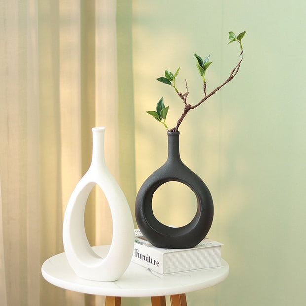 Sleek Nordic-Inspired Circular Ceramic Vase